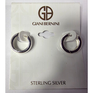 Giani Bernini Sterling Silver Hoop Earrings Pierced Ss Close Snug To Ear Lobe